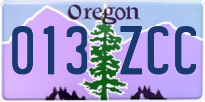 OR license plate 013ZCC