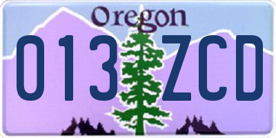 OR license plate 013ZCD