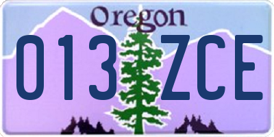 OR license plate 013ZCE