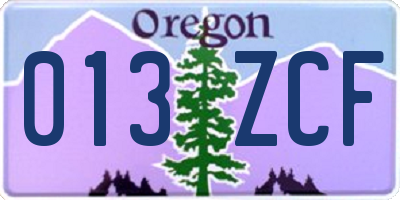 OR license plate 013ZCF