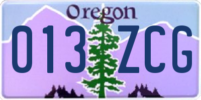 OR license plate 013ZCG