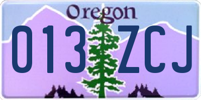 OR license plate 013ZCJ