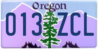 OR license plate 013ZCL