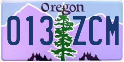 OR license plate 013ZCM