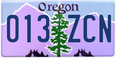 OR license plate 013ZCN