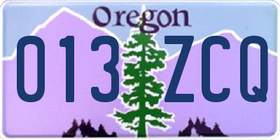 OR license plate 013ZCQ