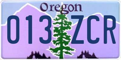 OR license plate 013ZCR