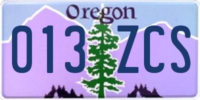 OR license plate 013ZCS