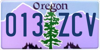 OR license plate 013ZCV