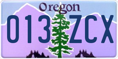 OR license plate 013ZCX
