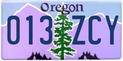 OR license plate 013ZCY
