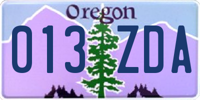 OR license plate 013ZDA