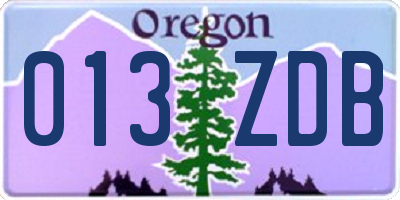 OR license plate 013ZDB