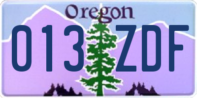 OR license plate 013ZDF