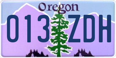 OR license plate 013ZDH