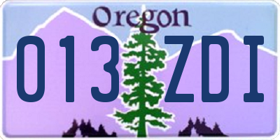 OR license plate 013ZDI