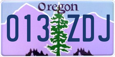 OR license plate 013ZDJ