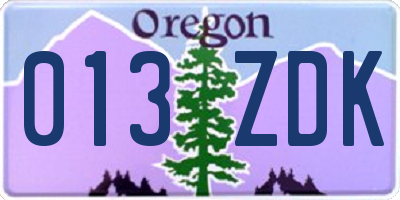 OR license plate 013ZDK
