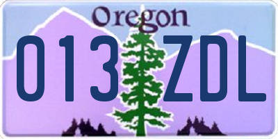 OR license plate 013ZDL