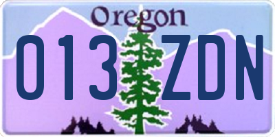 OR license plate 013ZDN