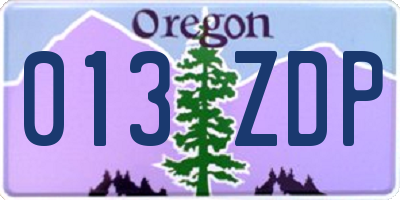 OR license plate 013ZDP