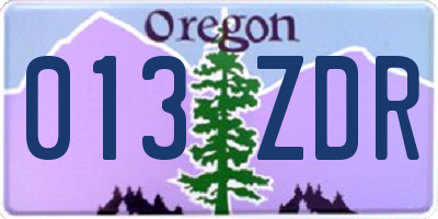 OR license plate 013ZDR
