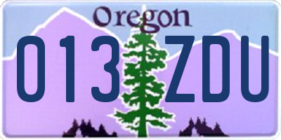 OR license plate 013ZDU