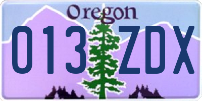 OR license plate 013ZDX