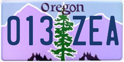 OR license plate 013ZEA