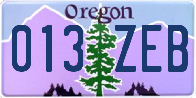 OR license plate 013ZEB