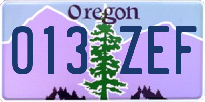 OR license plate 013ZEF