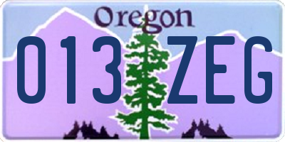 OR license plate 013ZEG
