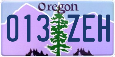 OR license plate 013ZEH