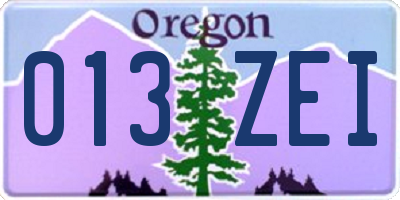 OR license plate 013ZEI