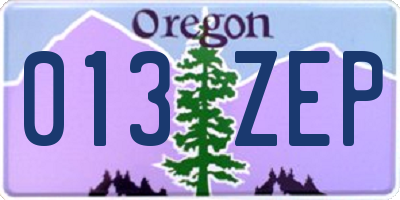 OR license plate 013ZEP