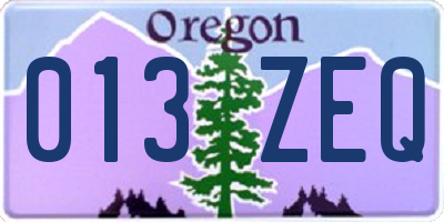 OR license plate 013ZEQ