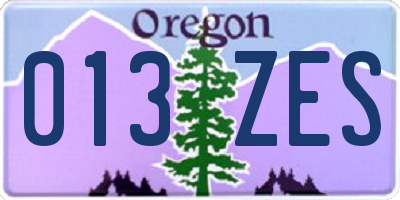 OR license plate 013ZES
