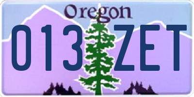 OR license plate 013ZET