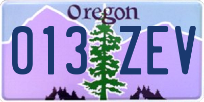 OR license plate 013ZEV