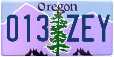 OR license plate 013ZEY