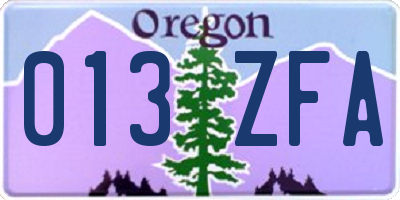 OR license plate 013ZFA