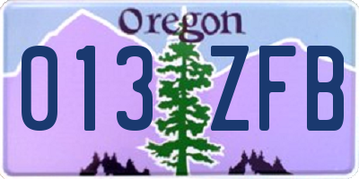OR license plate 013ZFB