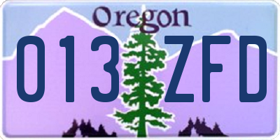 OR license plate 013ZFD