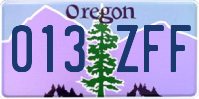 OR license plate 013ZFF