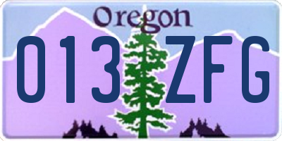 OR license plate 013ZFG