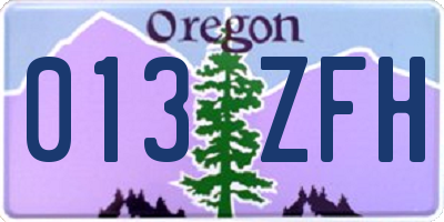 OR license plate 013ZFH