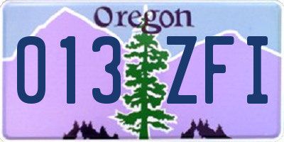 OR license plate 013ZFI