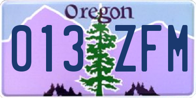 OR license plate 013ZFM