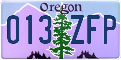OR license plate 013ZFP