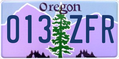 OR license plate 013ZFR